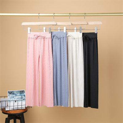 Girls wide leg pants casual pants baby pants trousers home thin drawstring candy color