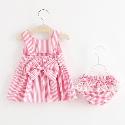 Novo verão comércio exterior bebê menina volta grande arco bunda terno roupas infantis fabricantes remessa a209