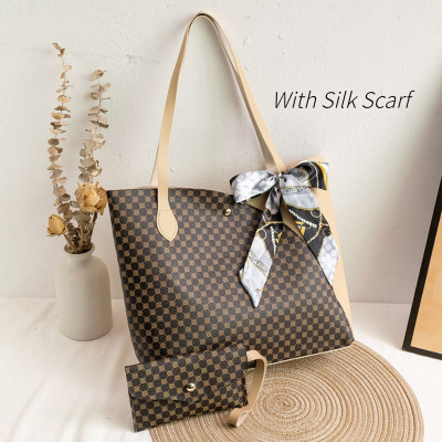 2-piece Large Capacity Silk Ribbon Tote Bag Set