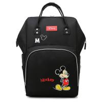Bolsa de mamá de dibujos animados, mochila para madre y bebé, mochila con estampado de Mickey, multifuncional, gran capacidad  Negro