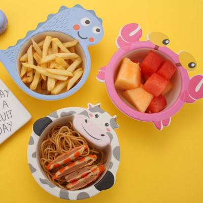 أدوات مائدة لطيفة من ألياف الخيزران للأطفال مصنوعة من الكرتون