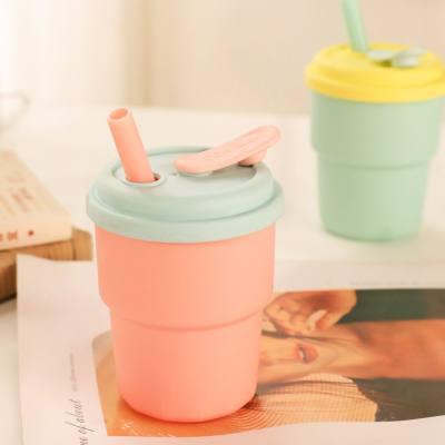 Silicone Straw Cup Sealed Portable Children's Learning Drink Cup