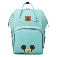 2020 New Cartoon Mummy Bag Mother and Baby Backpack Backpack Printed Mickey Multifunctional Large Capacity  Green