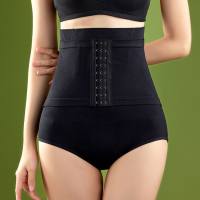 Cross-border nine-row button high waist tummy-control underwear for women, thin, postpartum stomach-controlling, shaping, breathable, waist-tightening, hip-lifting, body-shaping pants  Black