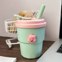 loopy water cup heat-resistant, shatter-resistant and leak-proof silicone straw cup  Green