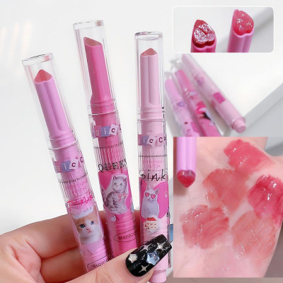 MAGIC CASA Pressing Love Lipstick Cat Heart shaped Lipstick Dudu Lipstick Mirror Water Sparkling Moisturizing Makeup