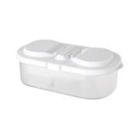 Boîte de rangement en plastique pour réfrigérateur de cuisine multifonctionnel, pot scellé pour céréales alimentaires, Double compartiment couvert  blanc