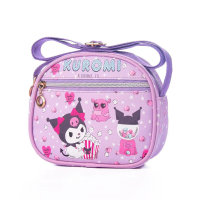 Cartoon cute KT Kuromi big eared dog Melody key document storage bag one shoulder crossbody children's small bag  Purple
