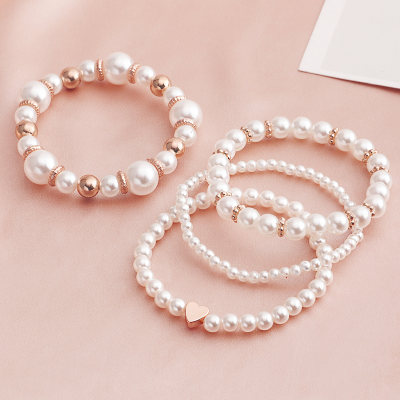 Women 4-Piece Pearl Decoration Bracelet