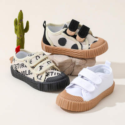 Zapatos de lona con velcro y estampado integral para niños pequeños