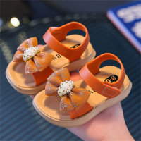 Nuove scarpe da principessa per bambina con suola morbida, sandali infantili antiscivolo  arancia