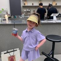 Girls summer suit new children's casual short-sleeved sports baby girl POLO shirt two-piece suit  Purple