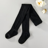 Children's solid color cable-knit tights  Black