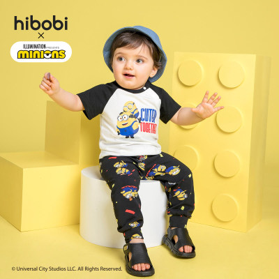 Minions × hibobi Boy Baby Printed Black Trouser Suit