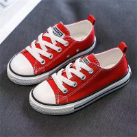 Sapatos infantis de lona com velcro de cor sólida  Vermelho