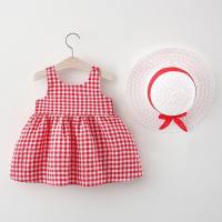 Nueva falda de verano para niños, falda de algodón a cuadros para niñas, falda con tirantes a cuadros para niñas 2022, 1061  rojo