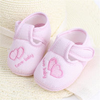 Chaussures pour tout-petits en coton à cœur de couleur unie pour bébé  Rose