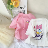 Mädchen T-Shirt Koreanische Version 2023 neue Kleidung Baby Mädchen Sommer Baumwolle halbärmelige Kinderoberteile Donald Duck T Trendstil  Weiß