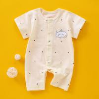 Baby jumpsuit pure cotton summer thin short-sleeved newborn clothes underwear baby romper pajamas crawling clothes  Yellow
