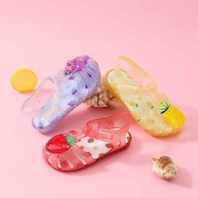 Toddler Girl Solid Color Fruit Decor Velcro Sandals