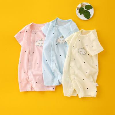 Macacão de bebê de algodão puro, verão, fino, manga curta, roupas para recém-nascidos, roupa íntima, pijama para engatinhar