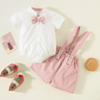Boby Baby Stylish Pink Strappy Solid Suit  White