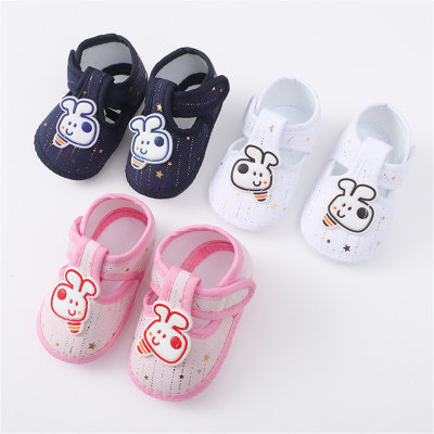 Sandálias de sola macia com estampa de cachorrinho para bebês e crianças pequenas