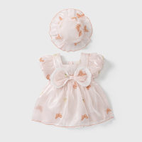 Western-style baby girl's bag embroidered butterfly short-sleeved skirt thin clothes princess skirt baby jumpsuit summer  Pink