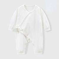 ملابس الأطفال حديثي الولادة من القطن الخالص رومبير بدون عظم ملابس زحف للربيع والخريف للأطفال في الفصول الأربعة  أبيض