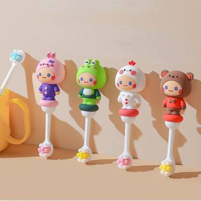 New cartoon head toothbrush cute little animal soft bristle toothbrush silicone infant toothbrush 0-12 years old children's toothbrush