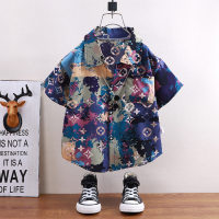 Children's shirt summer short-sleeved boys' tops baby outer coat children's clothing casual fashion  Blue