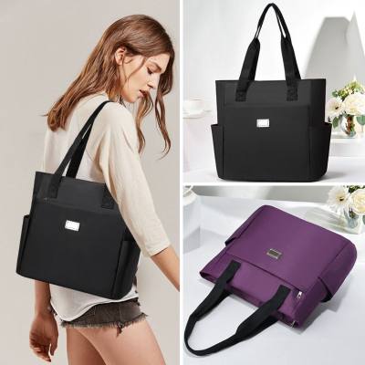 Single-shoulder women's bag, simple and versatile, large-capacity commuter bag with multiple pockets, fashionable mommy cloth bag