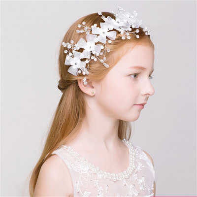 Kid Girl Flower Pearl Bow Headwear