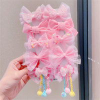 Children's 10-piece bow mesh hairpin set  Multicolor