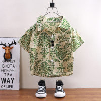 Children's shirt summer short-sleeved boys' tops baby outer coat children's clothing casual fashion  Green