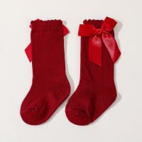 Einfarbige Socken mit Bowknot-Dekor für Mädchen  rot