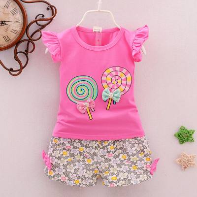 Children's clothing girls summer clothing girls children's suits infant clothes baby girl 0-4 years old lollipop bow suit