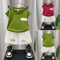 نمط جديد للأولاد سترة صيفية تناسب ملابس الصيف بدون أكمام بدلة من قطعتين  أخضر
