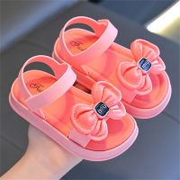 Sandali con fiocco in punta aperta per bambina  Rosa