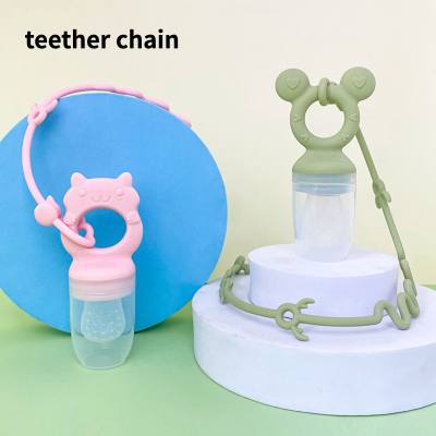 Cadena de chupete de silicona con cadena anticaída para mordedor de bebé