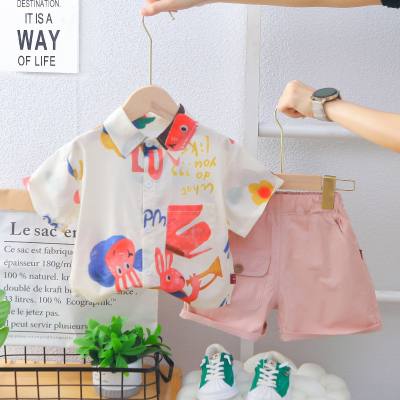 2024 Summer Girls Short-sleeved Shorts Two-piece Korean Casual Short Shirt Suit Internet Celebrity Trendy Style