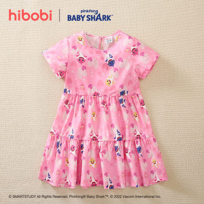 hibobi x SmileyBaby الفتيات الصغيرات فستان جميل مطبوع عليه رسوم كرتونية