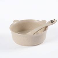 Wheat straw bowl and spoon for children to prevent scalding and falling  Beige