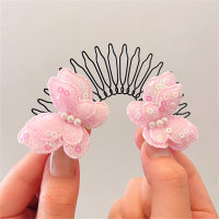 Children's flower hair comb  Pink