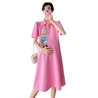 Pregnant women summer suit dress short-sleeved new top summer fashion loose summer T-shirt skirt  Pink