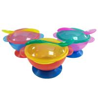 مجموعة أدوات مائدة للأطفال وعاء شفط للأطفال وعاء طعام طقم وعاء مطاطي وعاء تدريب الطفل  متعدد الألوان