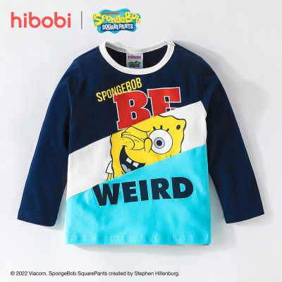 SpongeBob SquarePants × hibobi Boy Toddler Casual SpongeBob SquarePants & Lettre Imprimé T-shirt à manches longues