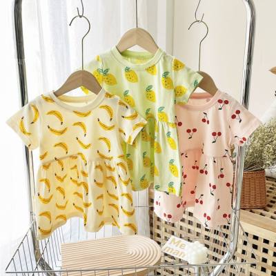 Baby clothes, girls and children's skirts ins pure cotton fashionable baby and children's clothing fruit girls' dress summer Korean version