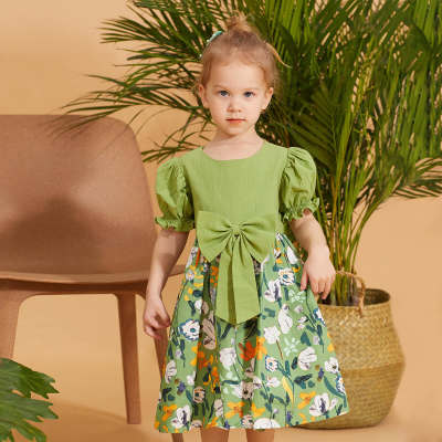 Toddler Girl Splicing Floral Back Cutout Dress