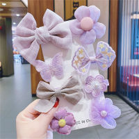 Horquillas con lazo para niños, accesorios para el cabello de princesa, horquillas de tela de flores para niñas coreanas, sombreros de niña pequeña de celebridad de Internet  Púrpura